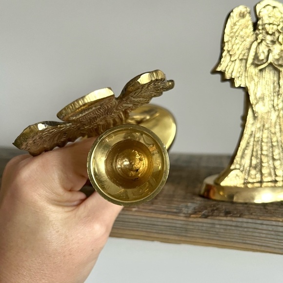 Brass angel candlestick set of two - Picture 6 of 6